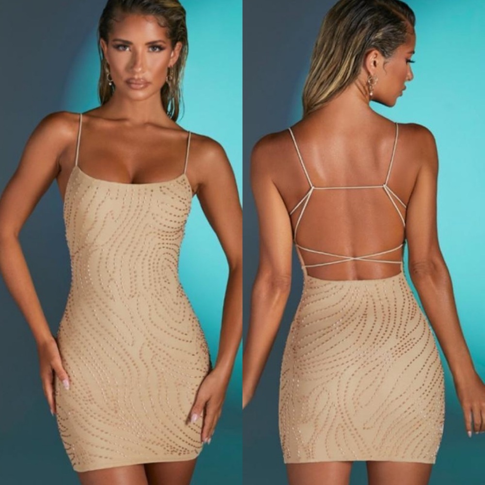 Oh Polly Beige Mini Dress